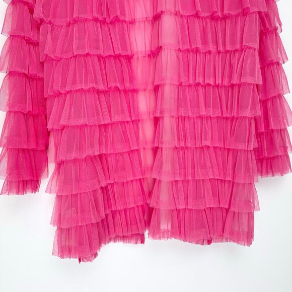 NWT RARE Betsey Johnson x Torrid Pink Mesh Ruffle Tiered Kimono | SZ 00 (10) - Picture 10 of 12